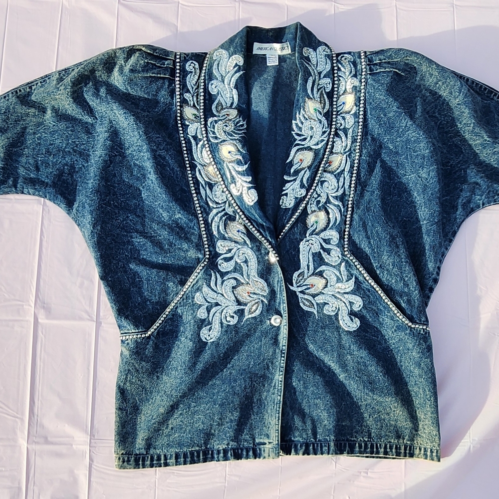 Embroidered Blue Jean Jacket